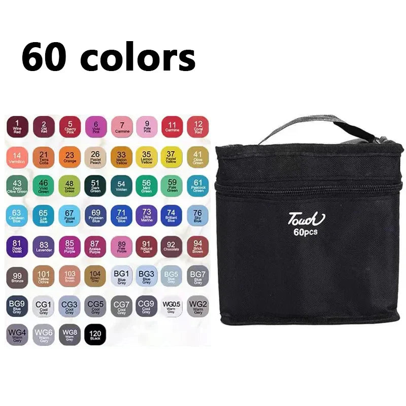 24-80 Colors Double Headed Oily Art Marker Pen Set for Draw Sketching Oily Tip Based Markers Graffiti Manga School Art Supplies
