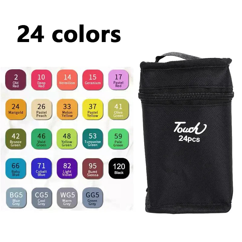 24-80 Colors Double Headed Oily Art Marker Pen Set for Draw Sketching Oily Tip Based Markers Graffiti Manga School Art Supplies